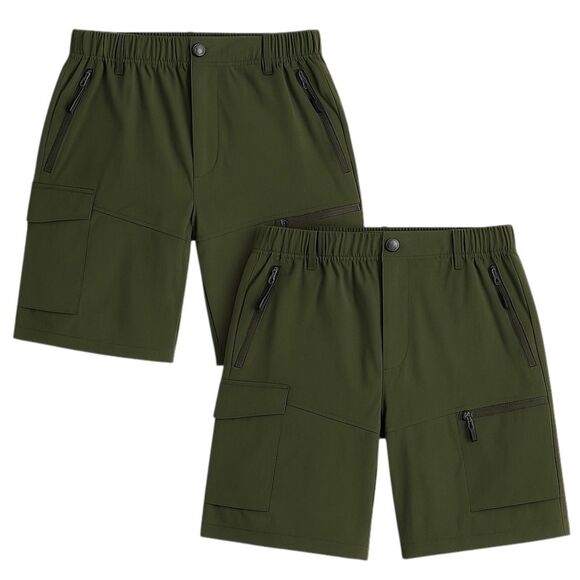 Pudolla Men’s Cargo Shorts Olive Green Stretch Nylon Spandex Hiking Size Large - Picture 1 of 4